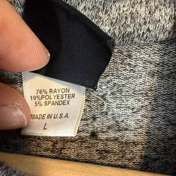 Bobeau Gray Marled Wrap One Button Open Cardigan Sweater Tunic Top L Large - Picture 7 of 10